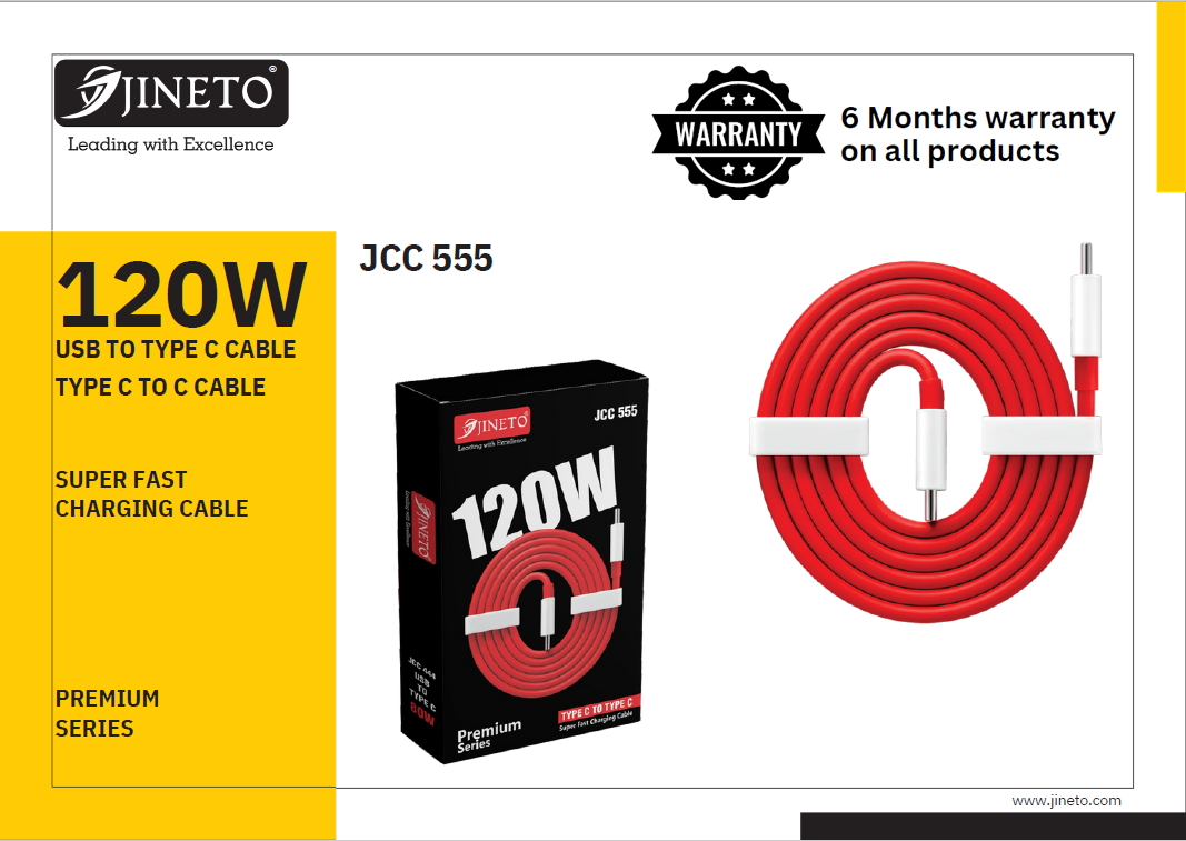 JC555 120W TYPE C TO TYPE C CABLE