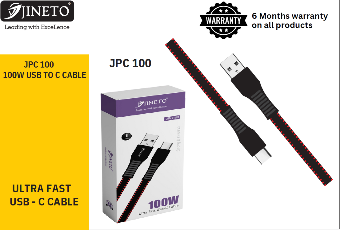 JCP100 100W ULTRAFAST(FLAT) USB TO TYPE C CABLE